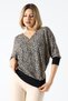 RUNDU Women Zip Detail Batwing Trivak Sleeved Leopard Jacquard Knit Blouse & Jersey Blouse - Beige - 8