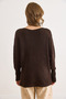 Women's Brown Sleeve Detailed Honeycomb Knit Sweater Kzk-19000399 - 3