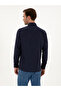 Navy Blue Slim Fit Cotton Blend Collar Buttoned Flannel Shirt 50318243-Vr033 - 5