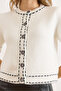 Women's White Stripe Detailed Soft Textured Crop Beard Cardigan Hrk-19000418 - 4