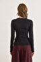 Women's Black Cotton Modal Drop Neckline Stretchy Blouse Blz-19003130 - 2