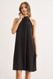 Women's Black Halter Neck Mini Flowy Dress Elb-19002543 - 6