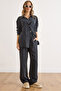 Women's Anthracite Top Shirt with Bottom Pocket Palazzo Soft Suit Tkm-19000397