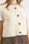 Women's Ecru Metal Button Pocket Detailed Knit Vest Ylk-19000089 - 5