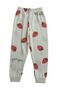 Girl's 100% Cotton Ecru Strawberry Patterned Crew Neck Long Sleeve Pajama Set - 3