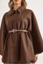 Women's Brown Belted Cashmere Poncho Cardigan Hrk-19000339 - 5