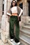 Khaki Wide Leg Velvet Trousers Mg2283 - 3