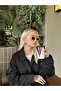 Beige Framed Brown Glass Sunglasses with Gold Detail