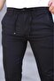 Men's Black Slim Fit Stretchy Lycra Dobby Quality Linen Lace-Up Stylish Trousers - 6