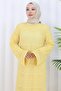 فستان مطرز ببطانة داخلية أصفر HM2841 - 2
