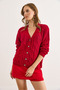Women's Burgundy Hair Braided Knitwear Cardigan Hrk-19000298 - 5