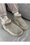 Fi̇ona Beige Suede Women's Boots with Fur Inside and Thick Soles - 2