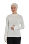 Finger-Looped Turtleneck Women's Bodysuit – Organic Viscose Lycra, Anti-Sweat - Ecru