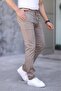Men's Brown Slim Fit Stretchy Lycra Dobby Quality Linen Lace-Up Stylish Trousers - 4