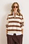 Women's Stone Brown Polo Neck Oversize Knit Sweater Kzk-19001017 - 2