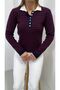 Collar Detail Striped Knitwear Sweater - 2