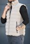Manlordy Mesh Detailed Pocketed Stand Collar Nova Shiny Fabric Men's Puffer Vest
