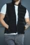Manlordy Mesh Detailed Pocketed Stand Collar Nova Shiny Fabric Men's Puffer Vest - 2