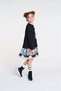 She&She Brand 4-12 Years Old Girls' Black Knitted Fabric Sweat Top with Dalmatian Dog Pattern Pleated Dress - 2