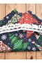 Pompom Pine Tree Floor Covering – Red Green Pine Tree Printed Poplin Fabric on Navy Blue (80 cm) - 6