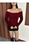 Women's Burgundy Madonna Collar Soft Sweater