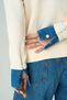 Women's Denim Detailed Polo Neck Knitwear Sweater - 4