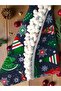 Pompom Pine Tree Floor Covering – Red Green Pine Tree Printed Poplin Fabric on Navy Blue (80 cm) - 7