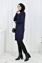 Patterned Long Mercerized Cardigan N3193 Navy Blue - 3