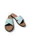 Women's Knitted Flat Genuine Leather Cross Strap Slippers - 8