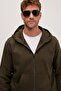 Men's Relax Fit Comfortable Cut Zippered Double Pocket Hooded Khaki Jacket Shirt - 5