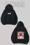 Pig Back Printed Black Hooded Sweatshirt