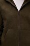 Men's Relax Fit Comfortable Cut Zippered Double Pocket Hooded Khaki Jacket Shirt - 3