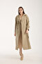 Light Khaki Oversize Trench Coat with Windbreaker Detail