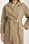 Light Khaki Oversize Trench Coat with Windbreaker Detail - 8