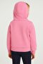 Girl's Pink Zippered Hooded Plain Sweatshirt Cardigan - 2