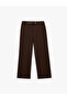 Wide Leg Viscose Blend Fabric Trousers with Belt Detail and Pockets