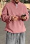 Men's Ultra Heat Plush Sherpa Oversize Half Metal Zipper Elastic Adjustable Fleece Sweatshirt