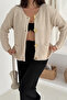 Women's Gold Button Textured Knit Cardigan – Elegant & Vintage Touch - 4