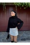 Women's Black Turtleneck Sleeve Detailed Knitwear Sweater
