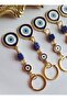 New Year's Gift 5-Piece Luxury Gift Set with Zircon Stone Large Evil Eye Beaded Navy Blue Keychain 10.5 cm - 4