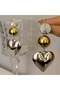 Vintage Exaggerated Golden and Silvery Color Heart-Shaped Earrings - 5