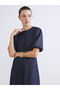 Indigo balloon sleeve jean dress with waist tie - 3