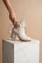 Winter's Approach Women's Side Gold-Colored Chain Belt Detailed Autumn Zippered Flag Heel Boots - 5