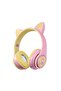 Pink KT-M 22 Noise Cancelling Wireless Audifonos Foldable Hifi Deep Bass Led Mounted Cat Headphone