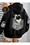 Puppy Graphic Front Chest Back Print Hooded Sweatshirt