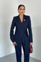 Women's Two-Piece Top and Bottom Set Stylish Belted Draped Brooch Detail Blazer Jacket Flared Leg Pants Set - 4