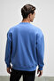 Ernest Men's Organic Cotton Soft Print Detailed Crew Neck Light Blue Sweatshirt with Fleece Inside - 6