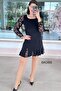 Flock Printed Ruffle Detailed Crepe Dress 6K066