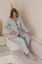 Gray Maternity and Postpartum Long Sleeve Soft Fabric Bow Tie Waist Adjustable Pajama Set - 5