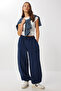 Shardonlu Knitted Barrel Fit Sweatpants Lub0251 Dark Blue - 3